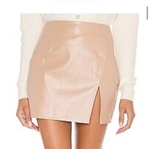 Superdown Trinity Faux Leather Skirt in Nude